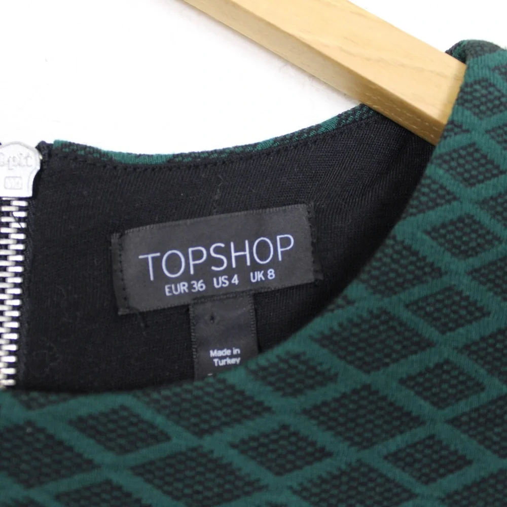 Topshop Geo Print Notch Overlay 3/4 Sleeve Mini Dress - Picture 5 of 14